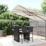 Set Bar da Giardino 5 pz con Cuscini in Polyrattan Nero