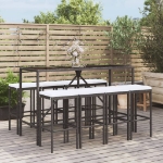 Set Bar da Giardino 9 pz con Cuscini in Polyrattan Nero