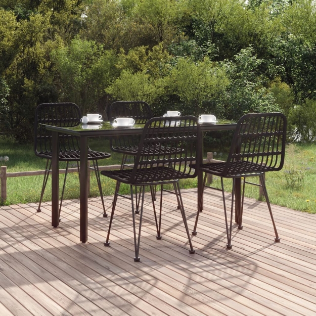 Set da Pranzo da Giardino 5 pz Nero in Polyrattan