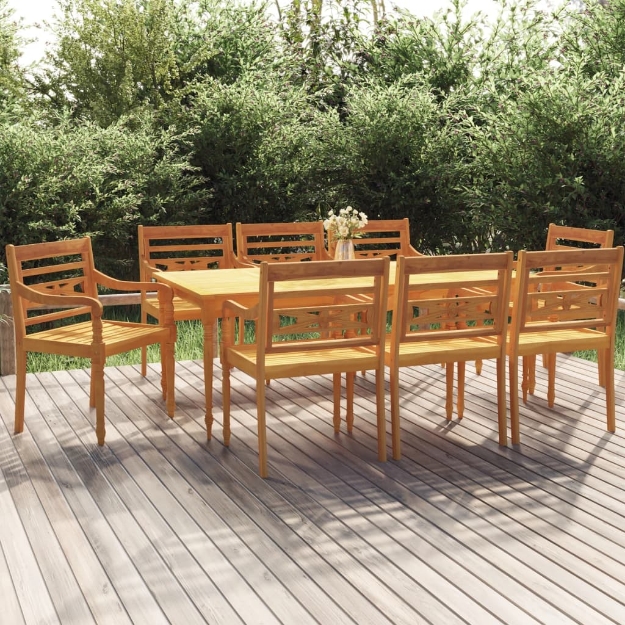 Set da Pranzo per Giardino 9 pz in Legno Massello di Teak