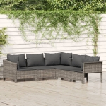 Set Divani da Giardino 5 pz con Cuscini in Polyrattan Grigio