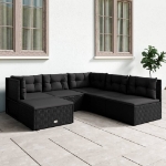 Set Mobili da Giardino 6 pz con Cuscini in Polyrattan Nero