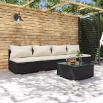 Set Divani da Giardino con Cuscini 5 pz in Polyrattan Nero