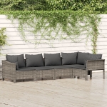 Set Divani da Giardino 5 pz con Cuscini in Polyrattan Grigio