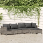 Set Divani da Giardino 5 pz con Cuscini in Polyrattan Grigio