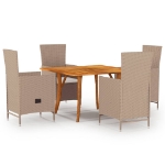 Set Mobili da Pranzo per Giardino 5 pz Beige