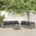 Set Divani da Giardino 7 pz con Cuscini in Polyrattan Grigio