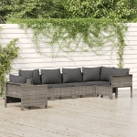 Set Divani da Giardino 6 pz con Cuscini in Polyrattan Grigio