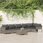 Set Divani da Giardino 7 pz con Cuscini in Polyrattan Grigio