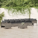 Set Divani da Giardino 8 pz con Cuscini in Polyrattan Grigio