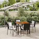 Set da Pranzo da Giardino 5 pz Nero con Cuscini in Polyrattan