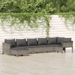 Set Divani da Giardino 7 pz con Cuscini in Polyrattan Grigio