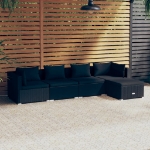 Set Divani da Giardino 5 pz con Cuscini in Polyrattan Nero