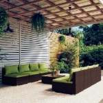 Set Divani da Giardino 9 pz con Cuscini in Polyrattan Marrone