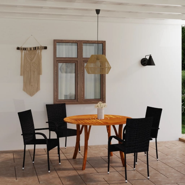 Set Mobili da Pranzo per Giardino 5 pz Nero