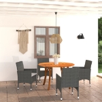 Set Mobili da Pranzo per Giardino 5 pz Nero