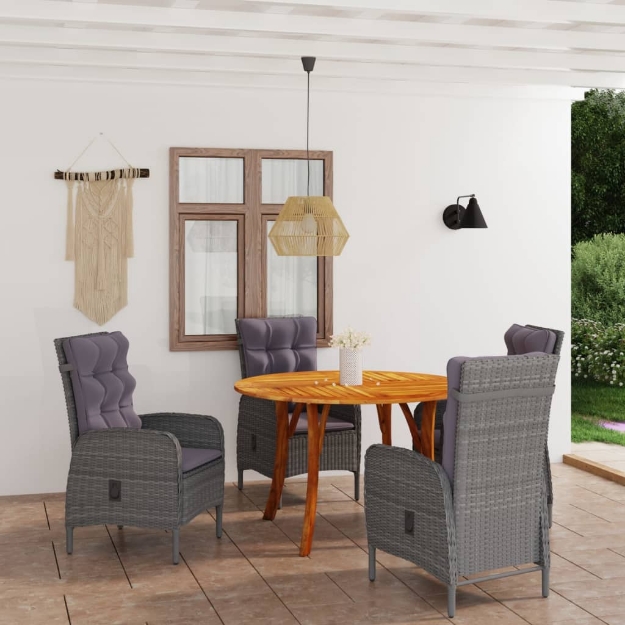 Set Mobili da Pranzo per Giardino 5 pz Grigio