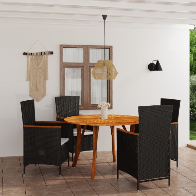 Set Mobili da Pranzo per Giardino 5 pz Nero