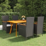 Set Mobili da Pranzo per Giardino 5 pz Nero