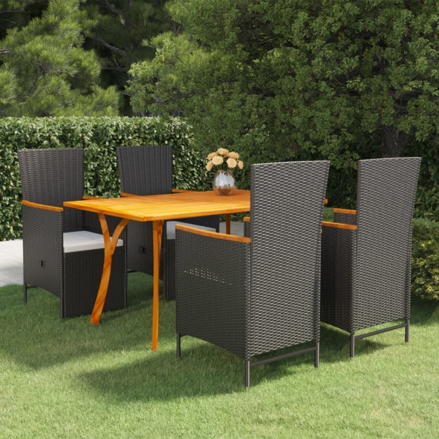 Set Mobili da Pranzo per Giardino 5 pz Nero