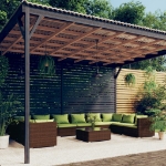 Set Divani da Giardino 11 pz con Cuscini in Polyrattan Marrone