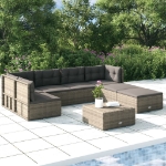 Set Divani da Giardino 7 pz con Cuscini in Polyrattan Grigio