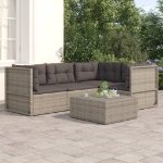 Set Divani da Giardino 4 pz con Cuscini in Polyrattan Grigio