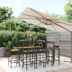 Set Bar Giardino 11 pz Nero Polyrattan e Legno Massello Acacia