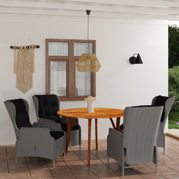 Set Mobili da Pranzo per Giardino 5 pz Grigio Chiaro