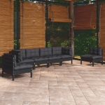 Set Divani da Giardino 7 pz con Cuscini Legno Massello di Pino