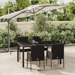 Set da Pranzo da Giardino 5 pz Nero con Cuscini in Polyrattan