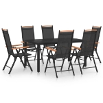 Set Mobili da Pranzo da Giardino 7 pz in Alluminio Nero