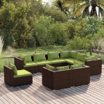 Set Divani da Giardino 9 pz con Cuscini in Polyrattan Marrone