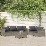 Set Divani da Giardino 6 pz con Cuscini in Polyrattan Grigio