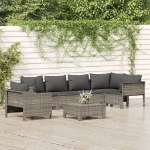 Set Divani da Giardino 7 pz con Cuscini in Polyrattan Grigio