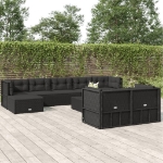 Set Salotto da Giardino con Cuscini 9pz Nero in Polyrattan