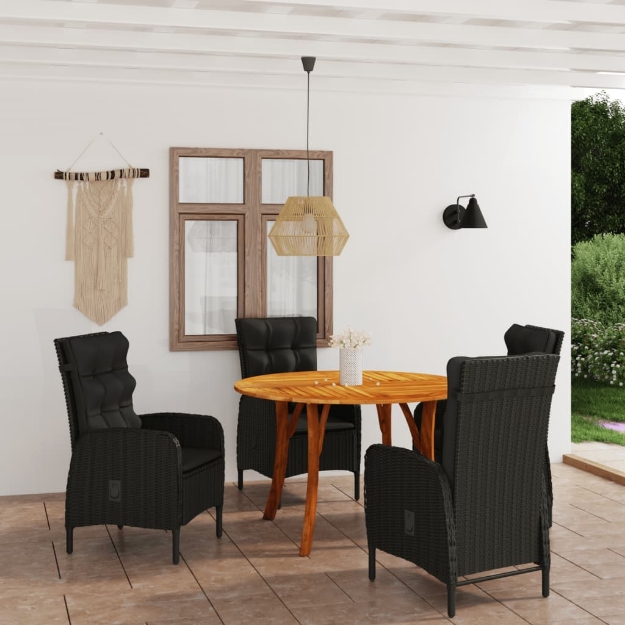 Set Mobili da Pranzo per Giardino 5 pz Nero