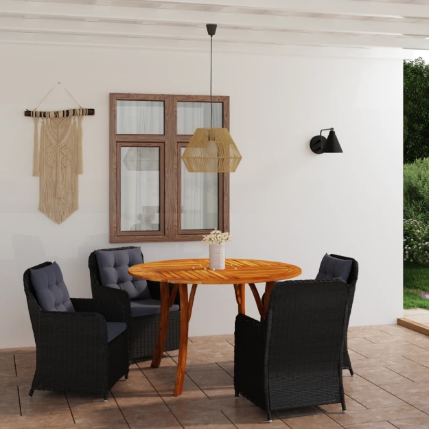 Set Mobili da Pranzo per Giardino 5 pz Nero