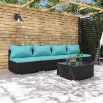 Set Divani da Giardino 5 pz con Cuscini in Polyrattan Nero