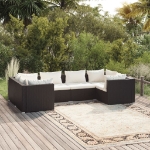 Set Divani da Giardino 6 pz con Cuscini in Polyrattan Nero