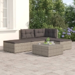 Set Divani da Giardino 4 pz con Cuscini in Polyrattan Grigio