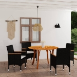 Set Mobili da Pranzo per Giardino 5 pz Nero