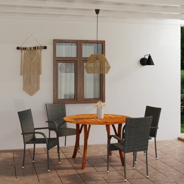 Set Mobili da Pranzo per Giardino 5 pz Grigio