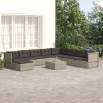 Set Divani da Giardino 9 pz con Cuscini in Polyrattan Grigio