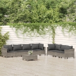 Set Divani da Giardino 8 pz con Cuscini in Polyrattan Grigio