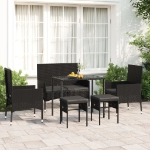 Set Mobili da Giardino 6 pz con Cuscini in Polyrattan Nero