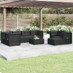 Set Mobili da Giardino con Cuscini 8 pz Nero in Polyrattan