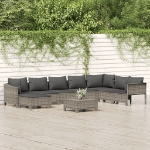 Set Divani da Giardino 9 pz con Cuscini in Polyrattan Grigio