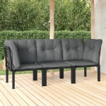 Set Salotto da Giardino 3 pz Nero e Grigio in Polyrattan