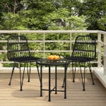 Set da Pranzo da Giardino 3 pz Nero in Polyrattan